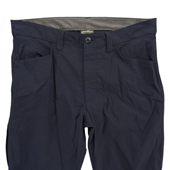 Eddie Bauer Tech Pants Mens Navy Blue Nylon Stretch Flat Front Size 32x32 - Picture 3 of 10
